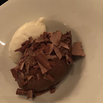 Le Bilboquet - Chocolate La Mousse au Chocolat with vanilla ice cream. - French Near Me - Atlanta, Georgia Le Bilboquet - Chocolate La Mousse au Chocolat with vanilla ice cream. - French Near Me - Atlanta, Georgia
