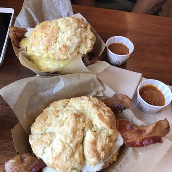 Cowbell Kitchen - Bacon, egg and cheese biscuits with their in-house curry ketchup. - Cafes Near Me - Leesburg, Virginia Cowbell Kitchen - Bacon, egg and cheese biscuits with their in-house curry ketchup. - Cafes Near Me - Leesburg, Virginia