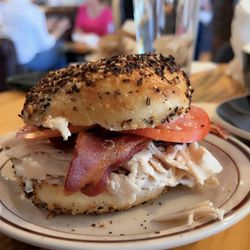Bacon and turkey bagel