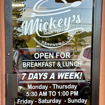 Mickeys Restaurant - Front Door & Hours - Breakfast & Brunch Near Me - Fort Pierce, Florida