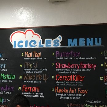 ICICLES - Ice cream menu - Ice Cream & Frozen Yogurt Near Me - San Mateo, California ICICLES - Ice cream menu - Ice Cream & Frozen Yogurt Near Me - San Mateo, California