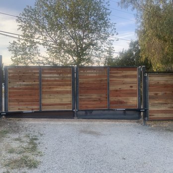 Rovall Welding & Fabrication - Pedestrian door and wifi-enabled solar-powered gate (from the inside) - Metal Fabricators Near Me - Paso Robles, California