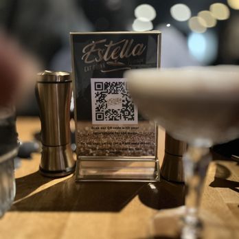 Estella - Table menu and espresso martini - American Near Me - Boston, Massachusetts Estella - Table menu and espresso martini - American Near Me - Boston, Massachusetts