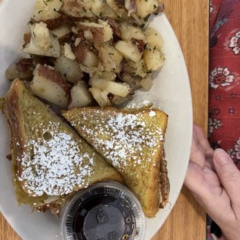 The Cockeyed Rooster - Monte Cristo French toast with potatoes - Breakfast & Brunch Near Me - Smithfield, Virginia