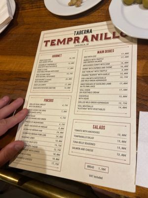 Menu photo 1 Tempranillo Madrid, M Menu photo 1 Tempranillo Madrid, M