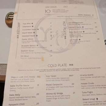 Yujo - Menu - Japanese Near Me - Dallas, Texas