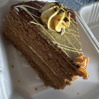 Caspian Grill - Honey cake. Not very sweet actually. But tasty and beautiful. - Mediterranean Near Me - Madison, Wisconsin Caspian Grill - Honey cake. Not very sweet actually. But tasty and beautiful. - Mediterranean Near Me - Madison, Wisconsin
