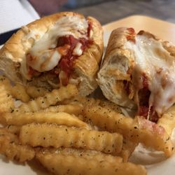 Meatball sandwich 0 nice they cut up the meatballs too!
