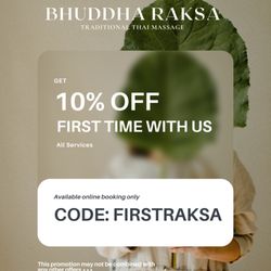 Bhuddha Raksa Traditional Thai Massage - 10% off first time with us