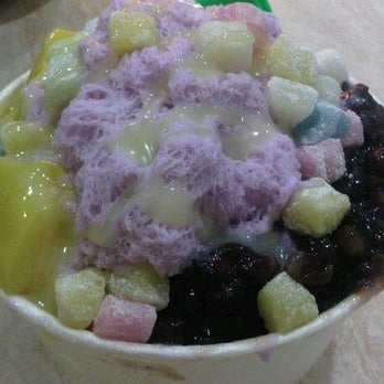 Salju Dessert - taro snow with egg pudding, mochi & red beans - Desserts Near Me - Alhambra, California Salju Dessert - taro snow with egg pudding, mochi & red beans - Desserts Near Me - Alhambra, California
