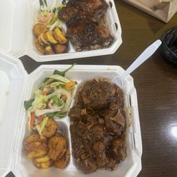 Jamaican Jerk chicken (top) Oxtail (bottom) Jamaican Jerk chicken (top) Oxtail (bottom)