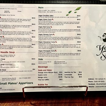 Yeah Siam - Menu (Dec 2023) - Zoom in to see details and prices - Thai Near Me - Blacksburg, Virginia