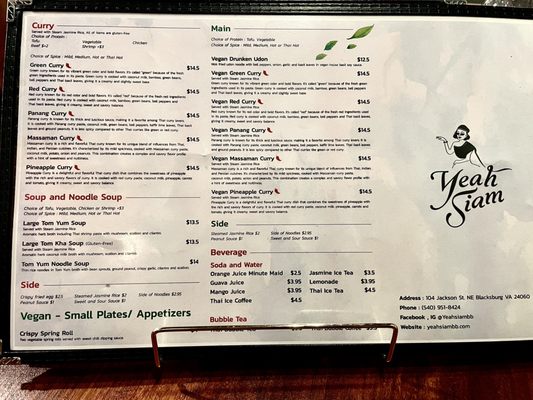 Menu photo 2 Yeah Siam Blacksburg, VA