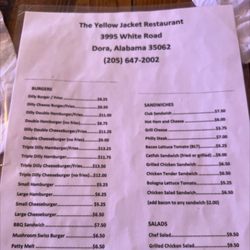 The Yellow Jacket Restaurant - Menu