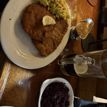 Bodensee Restaurant - Pork Schnitzel,  Spaetzle & cabbage. - German Near Me - Helen, Georgia