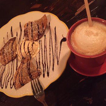 Casual Habana Cafe - Chocolate empanadas w/ ice cream & a café con leche - Cuban Near Me - Hackensack, New Jersey