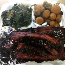 Taste of Heaven Cafe - Ribs, greens, okra....#delicious