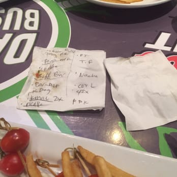 Dave & Buster's Ala Moana - This is the napkin they served my drink on, Maybe the kitchen staff needs notepads. - Arcades Near Me - Honolulu, Hawaii