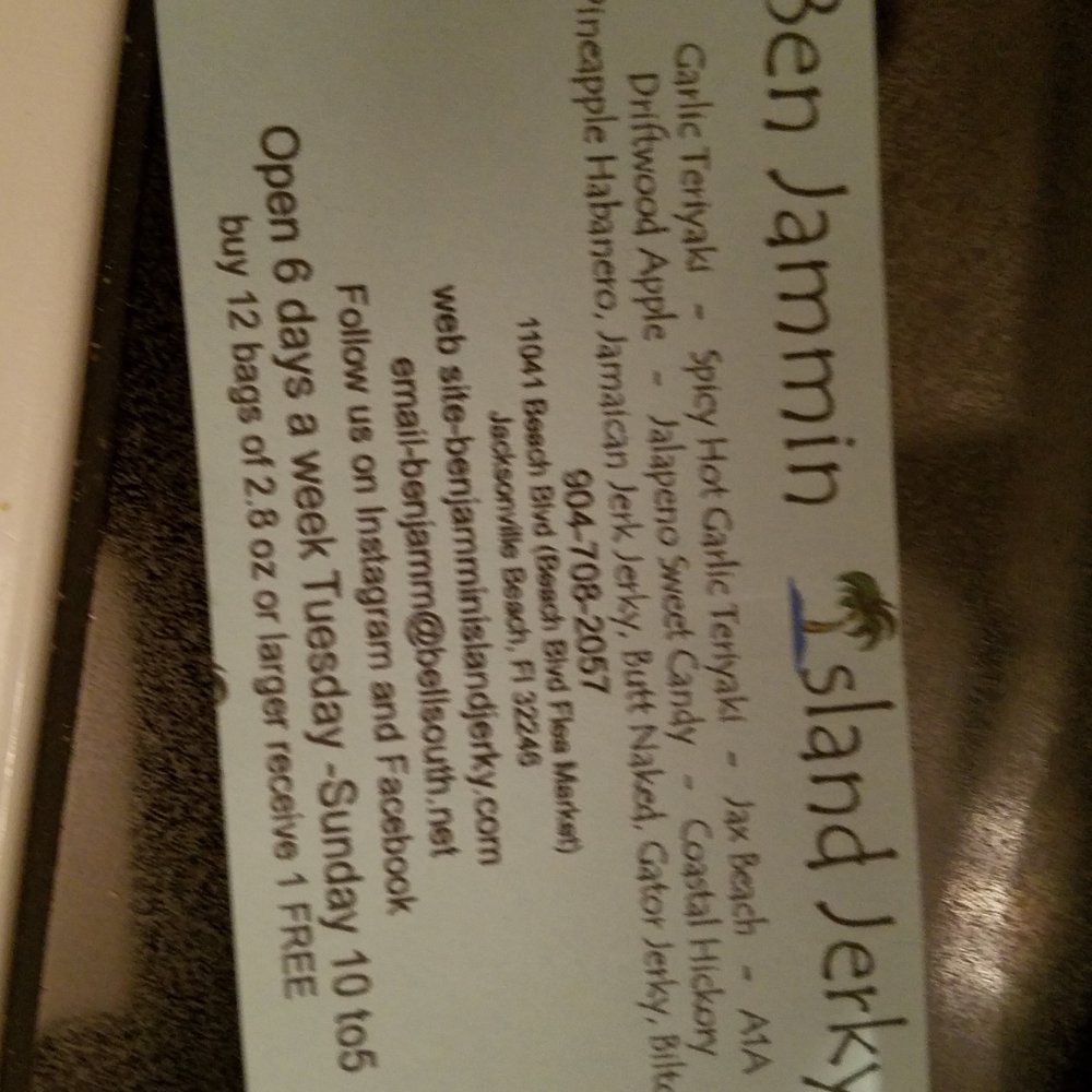 Ben Jammin Island Jerky - the menu - Live/Raw Food Near Me - Jacksonville Beach, Florida