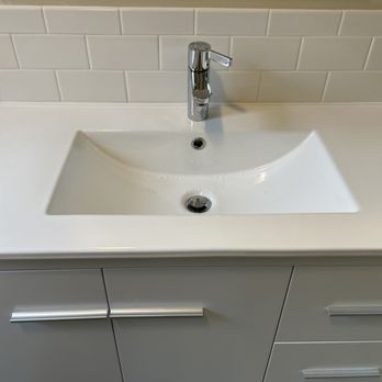 Alex's Custom Tile - New vanity, sink, backsplash, and faucet. - General Contractors Near Me