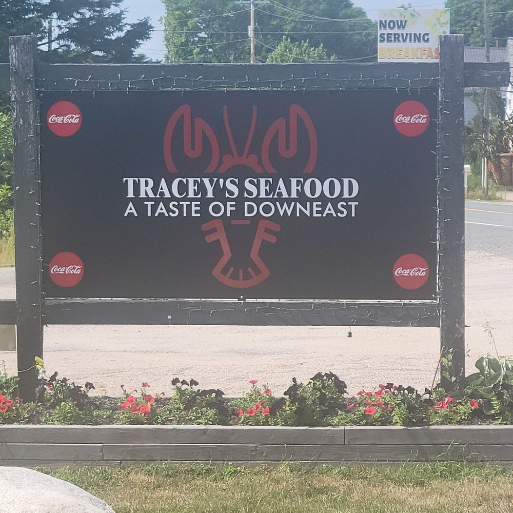 Tracy's Seafood - Highway sign - Seafood Near Me - Sullivan, Maine Tracy's Seafood - Highway sign - Seafood Near Me - Sullivan, Maine