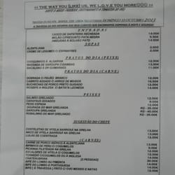 Ementa Restaurante "Travessa do Rio".