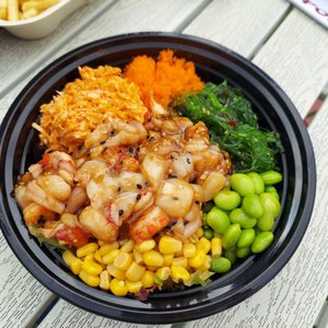 Photo of The Poke Place - Rancho Cucamonga, CA, United States. 3 scoops of protein - shrimp, scallop, and crawfish.