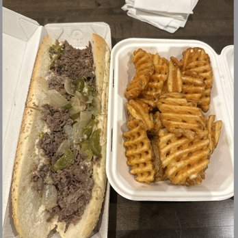Cleavers - Philly cheese steak peppers and onions, waffle fries - Cheesesteaks Near Me - Philadelphia, Pennsylvania
