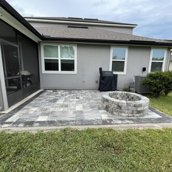 Land Vision Partners - New paver patio w/ 40" fire pit. - Landscape Architects or Designers Near Me Land Vision Partners - New paver patio w/ 40" fire pit. - Landscape Architects or Designers Near Me