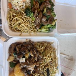 Two 2-entree meals. The plates are heaping. Two 2-entree meals. The plates are heaping.