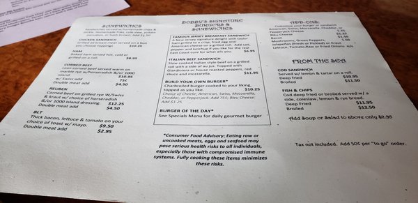 Menu photo 1 Bobby's Bar Brookfield, WI Menu photo 1 Bobby's Bar Brookfield, WI