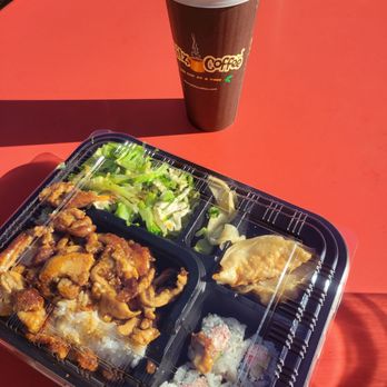 Sarku Japan - a plastic tray of food and a cup of coffee - Japanese Near Me - San Mateo, California Sarku Japan - a plastic tray of food and a cup of coffee - Japanese Near Me - San Mateo, California