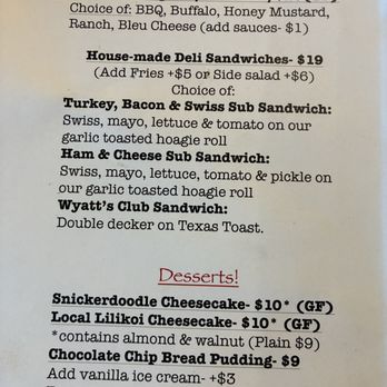 Wyatt’s Place - Current menu - Sandwiches Near Me - Keaau, Hawaii Wyatt’s Place - Current menu - Sandwiches Near Me - Keaau, Hawaii