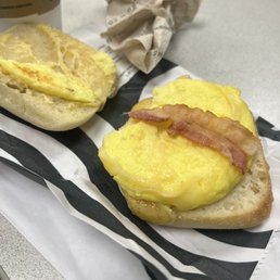 Very disappointed in the Bacon & Gouda Breakfast Sandwich. One tiny gross price of bacon. Coffee was good though!