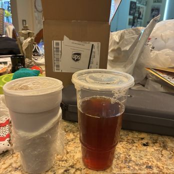 Raul & Theresa's Original Restaurant - Menudo is white and on left and on right is tea from McDonalds. Menudo was $15 and too small for that amount of food. - Mexican Near Me - Avondale, Arizona