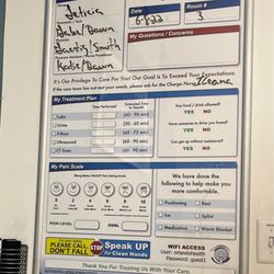 Orlando Health Emergency Room and Medical Pavilion - Four Corner - Room board of who cared for us. Not once was she asked her pain scale with a broken knee