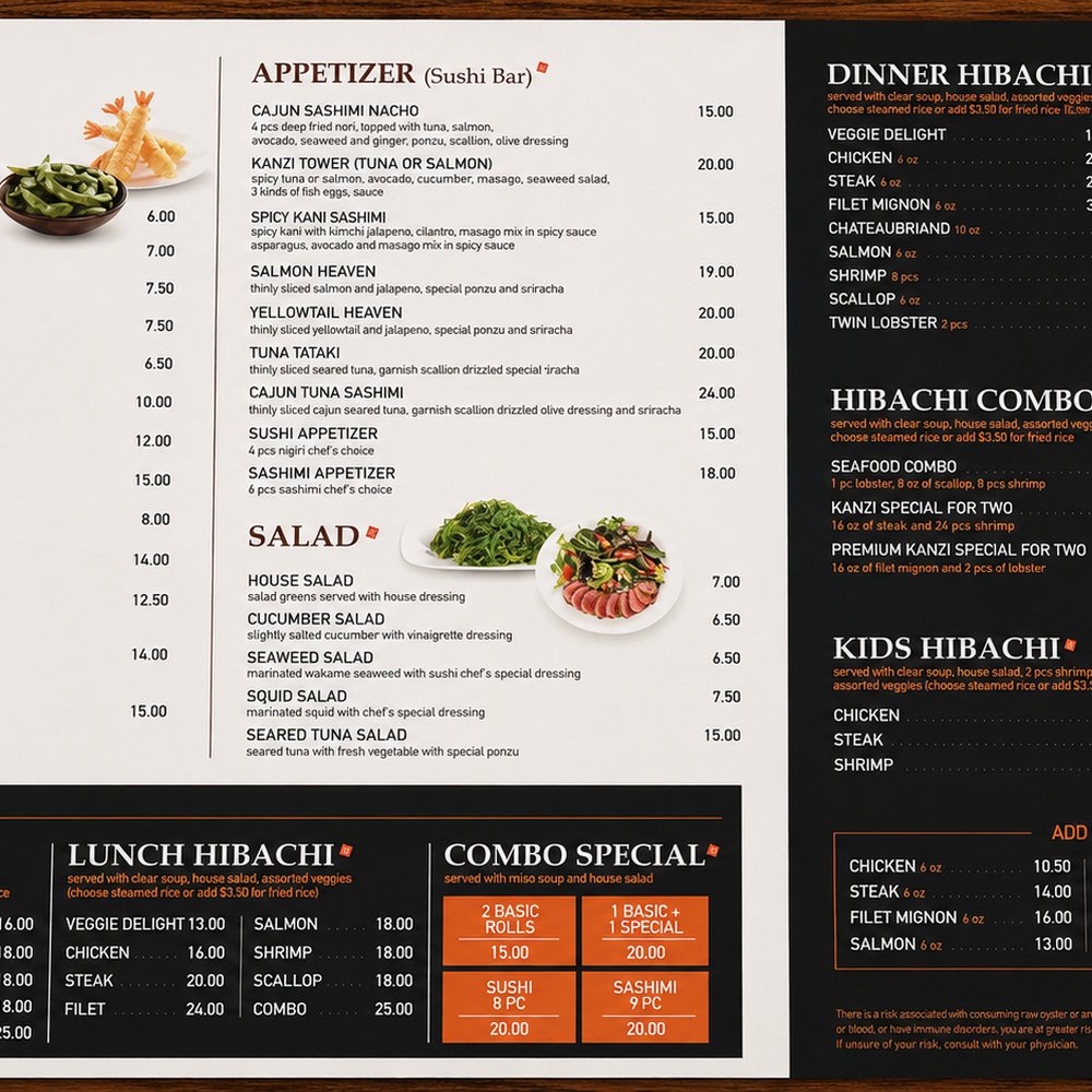 KANZI - Kanzi menu - Sushi Bars Near Me - The Colony, Texas