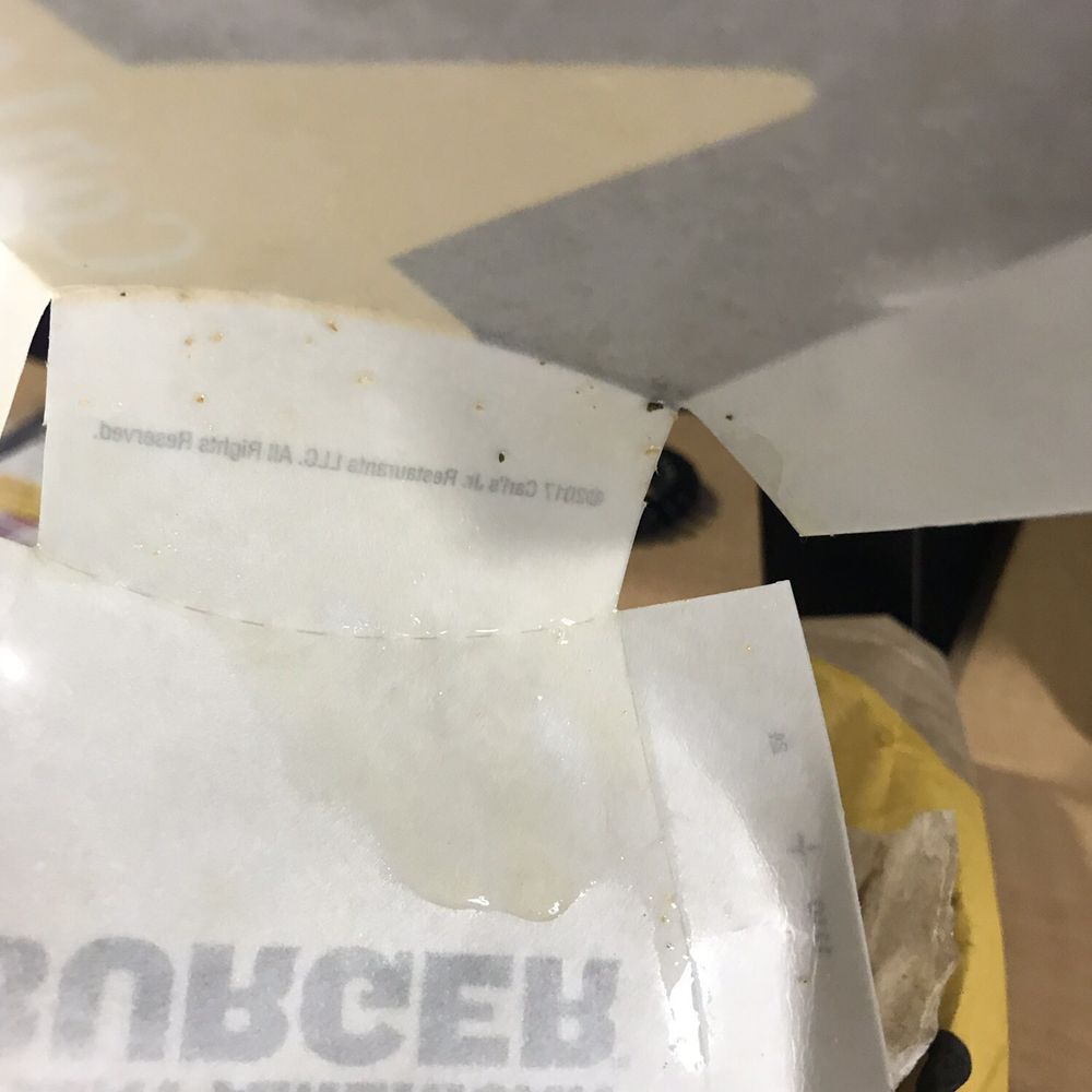 Carl's Jr - You can see the grease running down the side of the container - Fast Food Near Me - Winchester, California Carl's Jr - You can see the grease running down the side of the container - Fast Food Near Me - Winchester, California