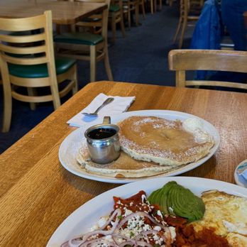 Old Monterey Cafe - Chilaquiles special with banana pancakes - Breakfast & Brunch Near Me - Monterey, California Old Monterey Cafe - Chilaquiles special with banana pancakes - Breakfast & Brunch Near Me - Monterey, California