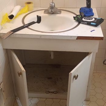 Headman Handymen - Bathroom counter/sink (before) - Handyman Near Me