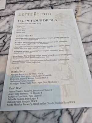 Menu photo 1 Settecento Los Angeles, CA