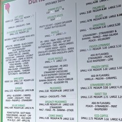 Burkes Dairy Bar - Burkes icecream menu