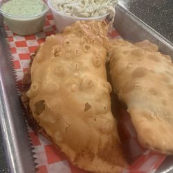 Empanadas- tasty! One beef one chicken