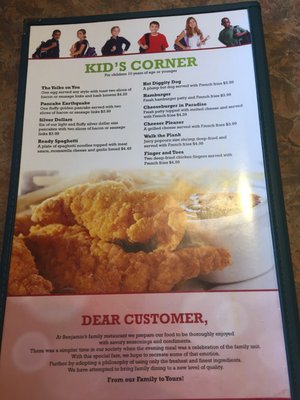Menu photo 2 Benjamin's Family Dining Covington, IN Menu photo 2 Benjamin's Family Dining Covington, IN