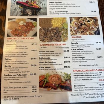 4 Caminos - Menu - Food Stands Near Me - Vancouver, Washington