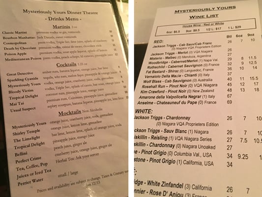 Menu photo 6 Mysteriously Yours Dinner Theatre Toronto, ON