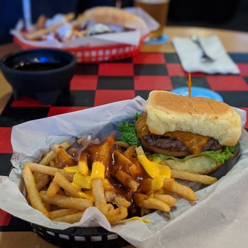 Hilo Burger Joint - Basic cheeseburger with cheese and gravy fries - Burgers Near Me - Hilo, Hawaii Hilo Burger Joint - Basic cheeseburger with cheese and gravy fries - Burgers Near Me - Hilo, Hawaii