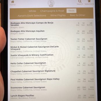 Cork Dork - Part of the red wine menu. - New American Near Me - Thousand Oaks, California
