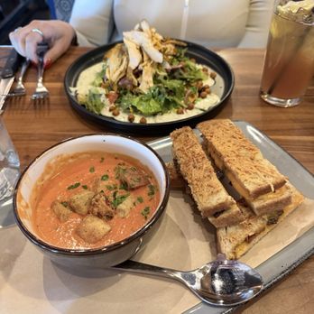 Lazy Dog - Chicken Shawarma Salad and Candied Bacon Grilled Cheese with Tomato Soup. - New American Near Me - Las Vegas, Nevada Lazy Dog - Chicken Shawarma Salad and Candied Bacon Grilled Cheese with Tomato Soup. - New American Near Me - Las Vegas, Nevada