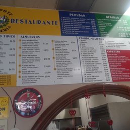 The full menu The full menu